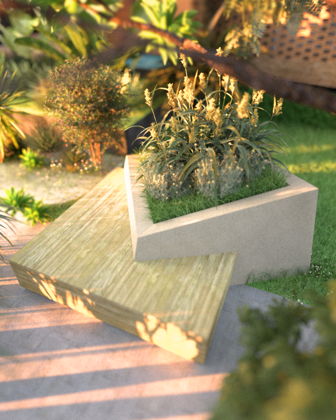 AmberBloom Square Planter Seat